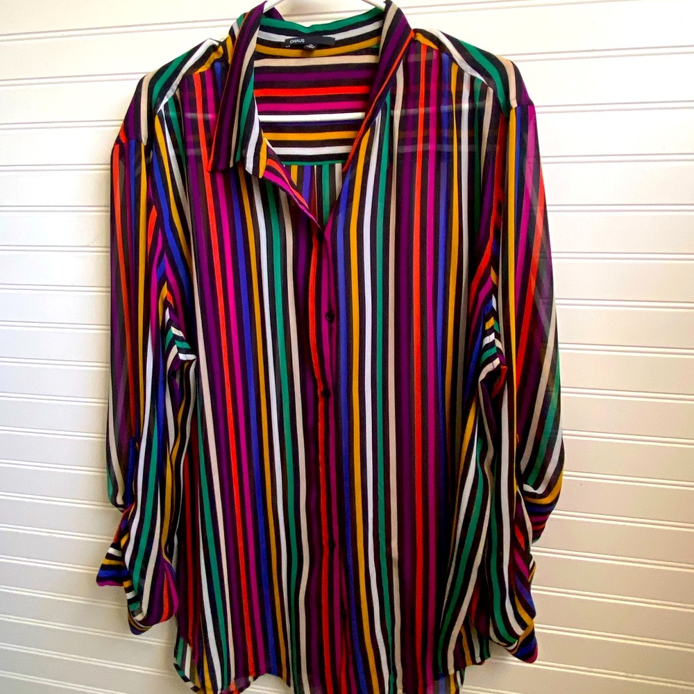 XL Maximalist Sheer Button Down